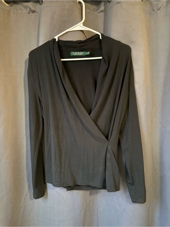 Lauren Ralph Lauren Tops - Lauren by Ralph Lauren Black Surplice Long Sleeve Top